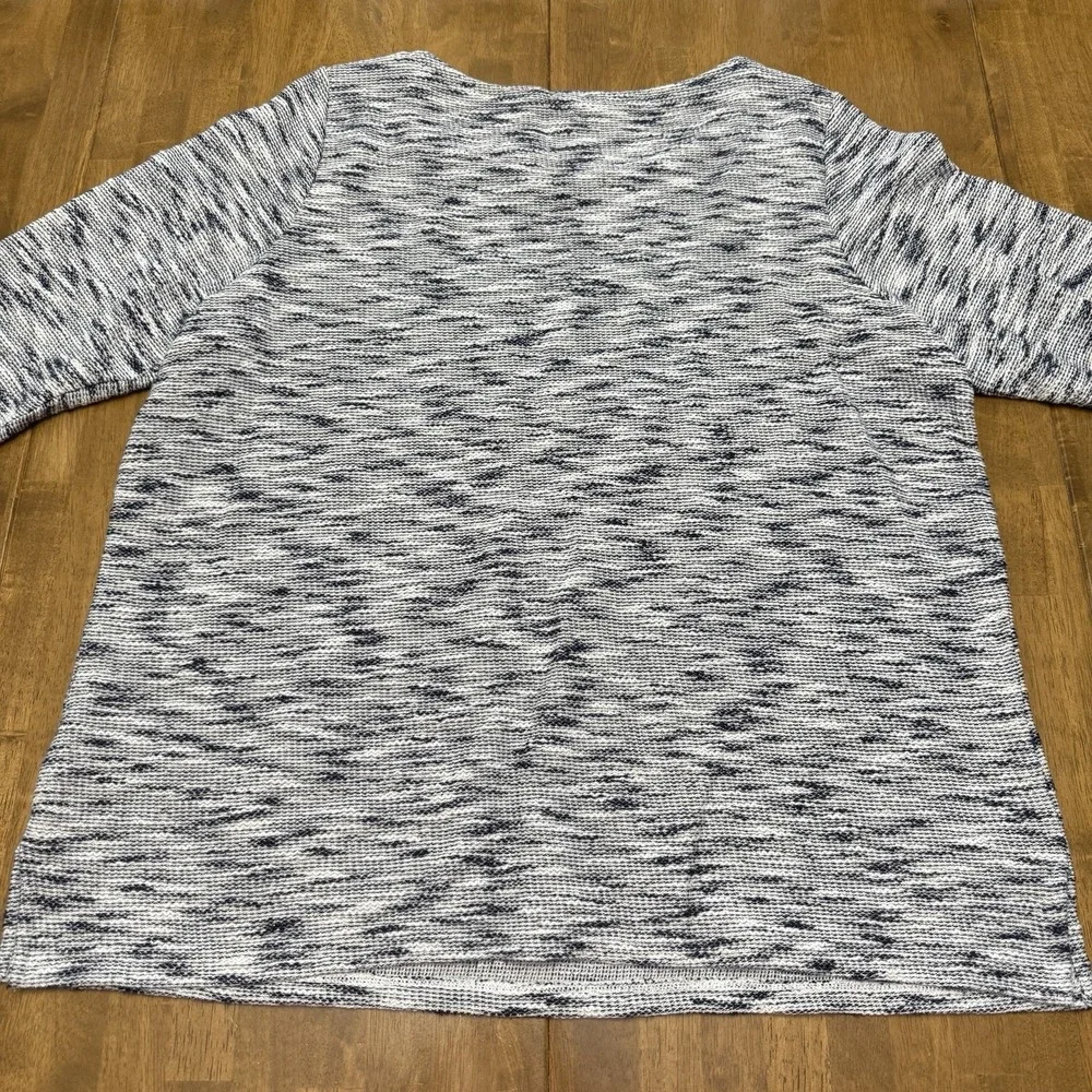 Talbots sweater women's 2X blue white marled abstract waves beach coast nautical